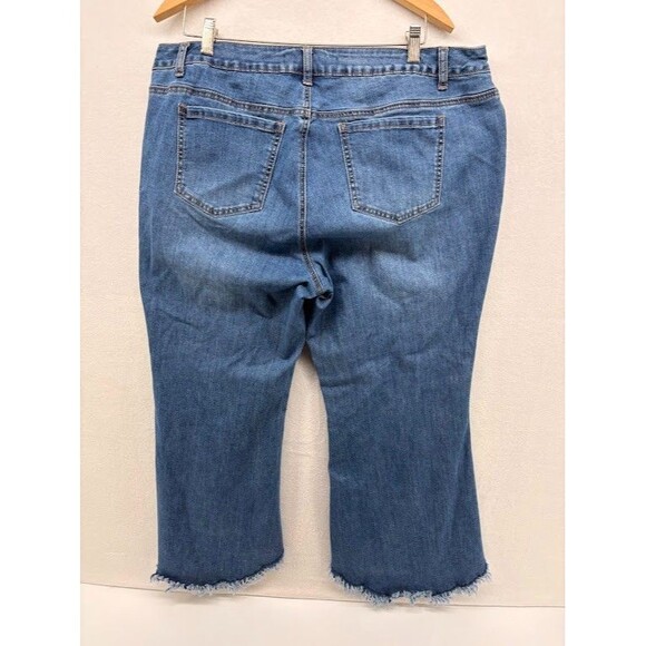 Alivia Ford Jeans Womens 18W Whiskered Rayon Spandex Fringe Hem Asymmetric Plus - Picture 9 of 9